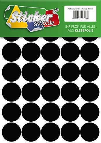 Klebepunkte aus PVC Folie, wetterfest, Markierungspunkte Kreise Punkte Aufkleber (40 mm, schwarz)