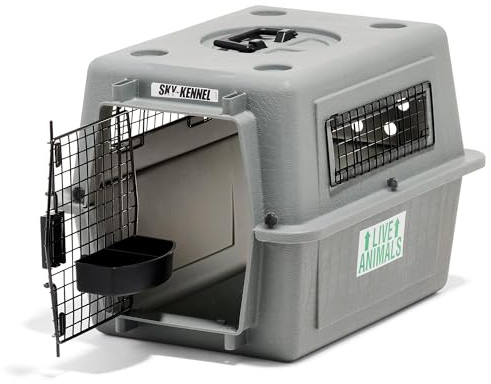Petmate Sky Kennel For Air and Travel Airline Compliant Dog Crate for Smaller Dog Breeds or Pets up to 15 lbs, Heavy Duty Dog Kennel, Made in the USA- 21 L