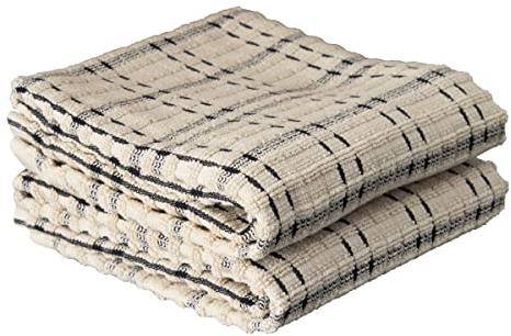 Ritz Royale Collection Kökshanddukar i 100% kammad frottébomull, mycket absorberande och extra stora, 71 x 45 cm, 2-pack, rutiga, svart