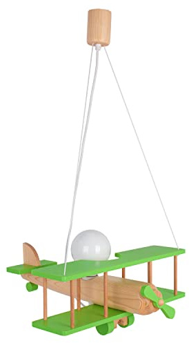 ItalPol Produkt Wunderschöne Kronleuchter Flugzeuglampe groß 48 cm Kinderzimmer aus Holz.