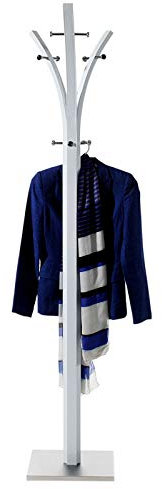 IDIMEX Garderobenständer Kleiderständer 9 Kleiderhaken Metall, weiß lackiert, Fuß mit Edelstahlblech