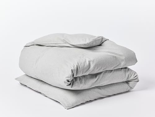 Coyuchi Cloud Brushed Organic Flannel Duvet Cover, Pale Gray Heather (Full/Queen)