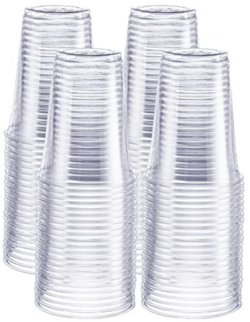 GUSTO [16 oz. - 100 Pack] Crystal PET Clear Plastic Cups for Party - Ideal for Cold Beverages, Smoothies, and Parties-(Formerly Comfy Package)