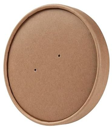 BIOZOYG Bio Einweg-Becher-Deckel für Bio Speisebecher 600ml, 800ml I Kompostierbare Becher Einweg Deckel & Dampflöchern I 25 biologisch abbaubare Becher-Deckel Pappe braun