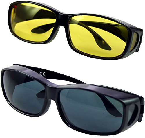Heim & Büro Tag und Nacht Überbrille | 2er Set | Sonnenbrille | Überziehbrille