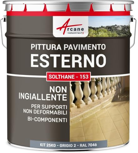 ARCANE INDUSTRIES Vernice per Calcestruzzo Esterno Pavimento - SOLTHANE - 153-25 kg Telegris 2 - RAL 7046