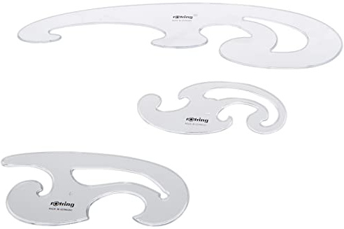 Rotring S0221301 Burmester Kurvor Schablon för Ritning, Genomskinlig, 3 st