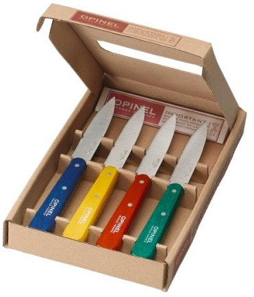 Opinel Set of No 112 Paring Knife – Blue, Yellow, Red and Green (Pack of 4)