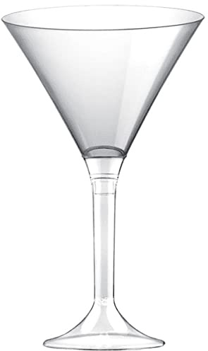 60 x Clear Plastic Disposable Martini/Cocktail Glasses 160ml.Ideal for picnics, camping and glamping, festivals, outdoor pool, bbq, garden and special occasions. Offer Pack of 60 glasses with 4 x AIOS drinks mats in box.