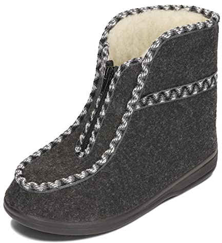 BAWAL Pantofole Isolate Donna Uomo Scarpe in Feltro con Lana Stivaletti Unisex da Casa Caldo Inverno 36-46 EU (Grigio/bianco, 38)