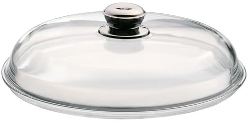 WMF Glas-Pfannendeckel 32 cm, Deckel für 32er Pfannen, Deckel mit Metallknauf, hitzebeständiges Glas, spülmaschinengeeignet