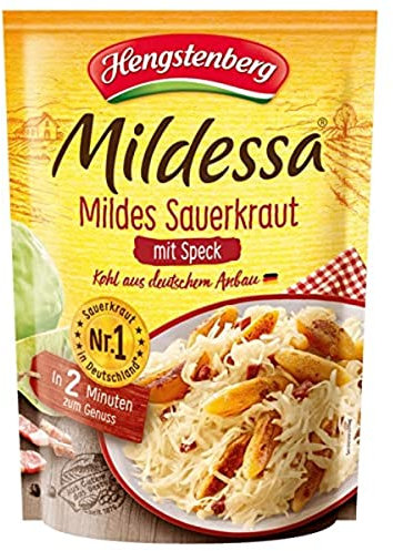 Hengstenberg Mildessa Mildes Sauerkraut mit Speck, 400 g, Abtropfgewicht 350g
