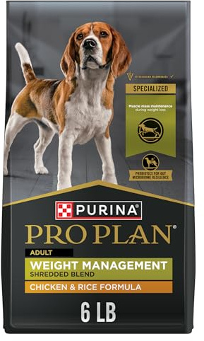 Purina Pro Plan Weight Management Dog Food Dry, Shredded Blend Chicken and Rice Formula - 6 lb. Bag