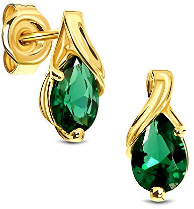 Miore Ohrstecker für Damen aus 9 kt 375 Weißgold- Gelbgold mit birnenförmigem Rubin-Smaragd-Saphir-Topas-Amethyst-Aquamarin-Geschenkbox Verpackung