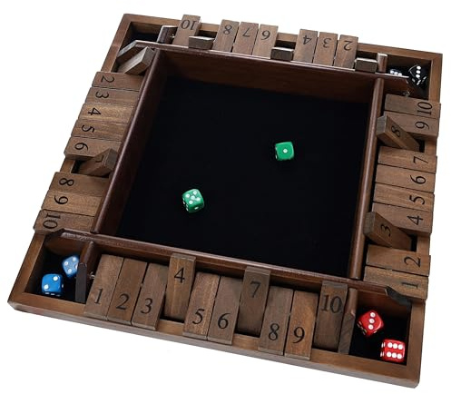 WE Games 14 inch 1-4 Player Shut The Box Wooden Board Game, Walnut Stain