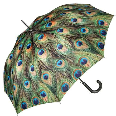 VON LILIENFELD® Parapluie Canne Grand Robuste Ouverture Automatique Femme Homme Paon