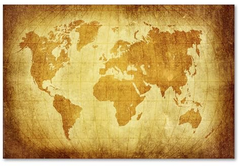 Postereck - 0273 - Vinatge Weltkarte, Erde Kontinente Karte - Unterricht Klassenzimmer Schule Wandposter Fotoposter Bilder Wandbild Wandbilder - Poster - DIN A2-42,0 cm x 59,4 cm