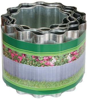 Gartenwelt Riegelsberger Rasenkante Welle verzinkt Beetumrandung Rasenbegrenzung Beeteinfassung Höhe 14 cm Länge 5 m