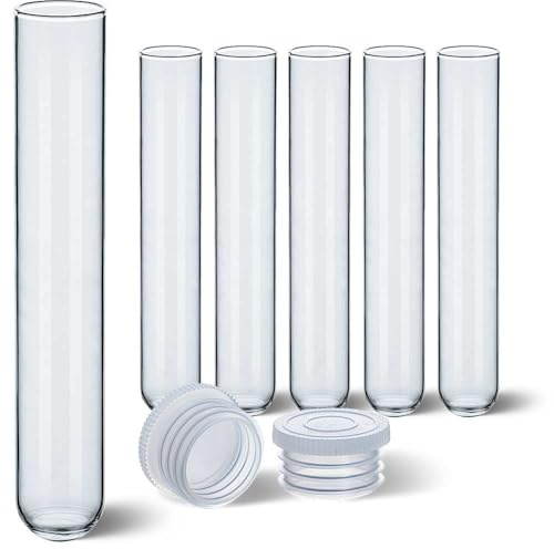 Tuuters Glas Reagenzglas mit Verschluss 25 Stück - 200 x Ø30mm Glasröhrchen | Reagenzgläser mit Deckel, luftdicht, ca. 105ml, 20cm hoch, 3cm breit, für Salz, Gewürze, Vanille, Kräuter, Tee aufbewahren