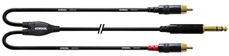 Cordial CFY 1.5 VCC - Cavo adattatore Y con jack stereo dorato da 6,3 mm e 2 connettori RCA dorati