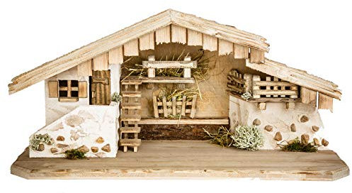 Holz und Gartentrends Weihnachtskrippe Krippe Krippenstall Weihnachten Weihnachtskrippen Tischkrippen Krippenfiguren (Weihnachtskrippe W03)