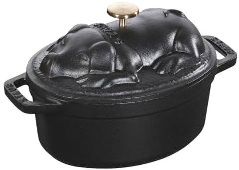 Staub Polvo 40500 – 171 – 0 Cocotte Cerdo, Asador, Hierro Fundido, Negro, 17 cm