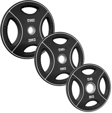 POWER-XTREME Hantelscheibe | Gewichtsscheibe | 50mm | Polyurethan | mit Griffen | Geruchsneutral | Studioqualität (5kg)