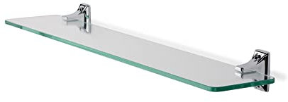 Croydex QM731441 Sutton Wall Mounted Glass Shelf with Zinc Alloy Construction, Chrome, Silver