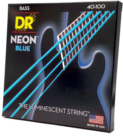 DR Strings NBB40 40-100 Lite Set Handmade Neon Hi-Def Blue Coated Bass Saiten