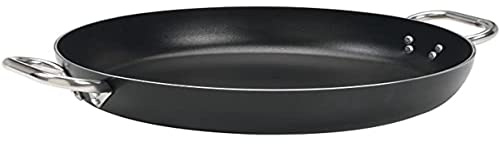 Pentole Agnelli Alblack Bratpfanne aus Aluminium, 3 mm dick, mit 2 Griffen aus Edelstahl, Schwarz 36 cm schwarz