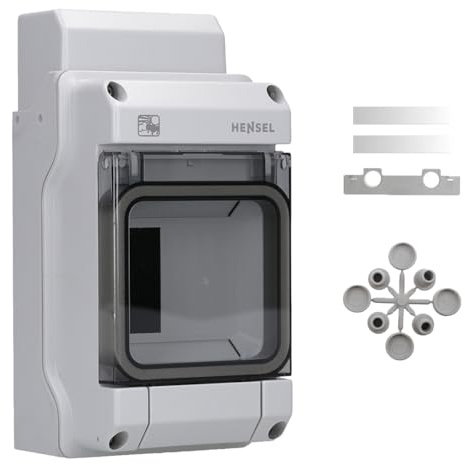 Hensel KV PC 9103 Kleinverteiler, 3 Module, IP65, Aufputz, wetterfest | Sicherungskasten für Outdoor & Feuchtraum, 1-reihig, UV- & sturmbeständig, mit FIXCONNECT & Zubehörfach