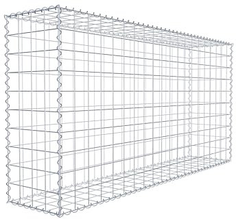 GABIONA Cesta de piedra rectangular de 10 x 10 cm, profundidad de 40 cm, cierre de espiral, galvanizada (200 x 100 x 40).