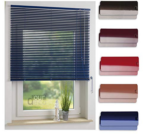 ourdeco® Aluminium-Jalousie / 090 x 130 Dunkelblau (Breite x Höhe) / Montage an Wand oder Decke, Premium Alu-Jalousie