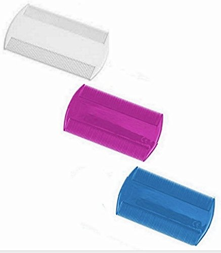 Kit de 3 peignes anti poux en plastique pour lentes et poux, à double écartement