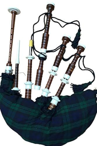 MCWILLIAMS Professional Scottish Highland Dudelsack Passepartout elfenbeinfarben, black watch Tartan Karomuster und Tasche