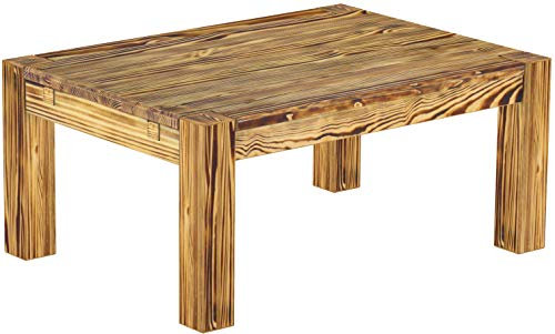 B.R.A.S.I.L.-Möbel Brasilmöbel Couchtisch Rio Kanto 100x73 cm Pinie geflammt Wohnzimmertisch Holz Tisch Pinie Massivholz Stubentisch Beistelltisch Echtholz Größe und Farbe wählbar