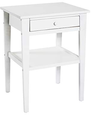 HAKU weißer Beistelltisch Massivholz Couchtisch weiß mit Schublade und Ablage Maße: B 46 x H 60 x T 35 cm Style: Traditional