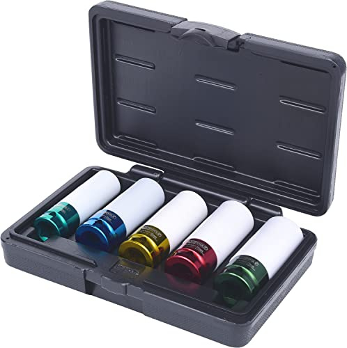 KS Tools 515.1007 1/2 Jeu de douilles en aluminium, 5 pces | Jeu de douilles 1/2'' à chocs pour jantes aluminium, 5 pcs.
