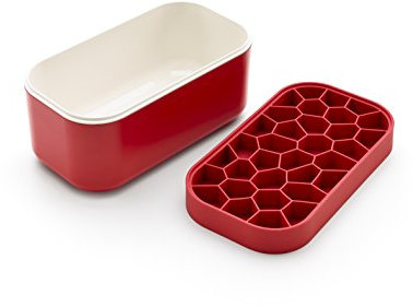 Lékué Contenedor para cubitos de hielo, Ice Box Rojo, 11.6 x 12.5 x 22.5 cm