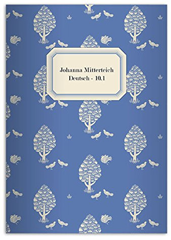 Kartenkaufrausch 16 personalisierte, schöne Retro DIN A4 Schulhefte, Rechenhefte mit Central Park Motiv, blau Lineatur 7 (kariertes Heft)