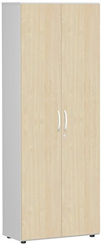 Gera Möbel Schranksystem Flex Flügeltürenschrank, Drehtürenschrank, Holzdekor, ahorn/lichtgrau, 80 x 42 x 216 cm
