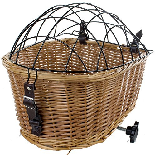 M-Wave Cesta de mimbre para bicicleta para el portaequipajes trasero, para mascotas, perros
