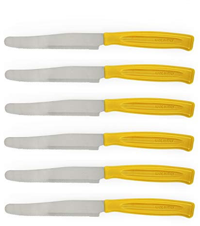Excelsa Rainbow Set 6 Coltelli Da Tavola Seghettati, Acciaio Inox, Giallo