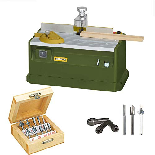 PROXXON MICRO Profiliergerät MP 400 Set Fräse Fräsgerät Fräsmaschine inklusive 3 Spannzangen und 13 verschiedene Profilfräser