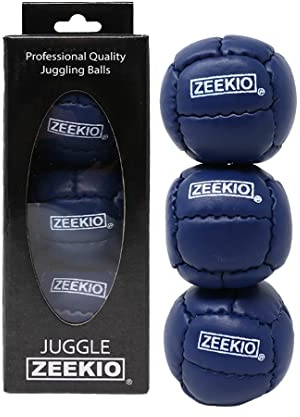 Zeekio Galaxy Juggling Balls - Premium 12 Panel Genuine Leather Balls - 130g - 67mm - Pack of 3 Dark Blue