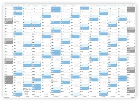 XXL Wandkalender DIN A0 2027 (blau2) große Tageskästchen (Kalender werden gerollt versendet)