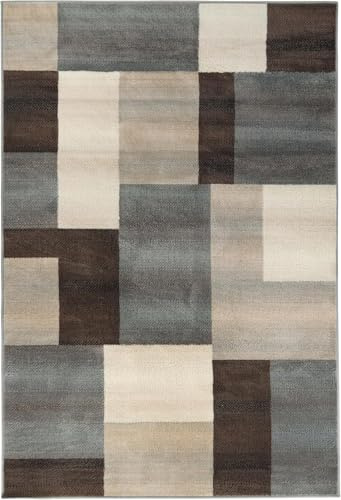 Superior Mid-Century Modern Geometric Design Area Rug, with Jute Backing, Perfect Hardwood, Tile, or Carpet Cover, Ideal for Bedroom, Kitchen, Living Room, Entryway, or Office, 5' x 8', Grey