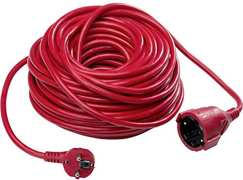 as - Schwabe Verlängerungsleitung, 25 m, H05VV-F 3G1,5 Kabel, 60361 | mit Schutzkontaktstecker und Schutzkontaktkupplung, Verlängerungskabel für den Innenbereich 230V, 16A, IP20, Rot