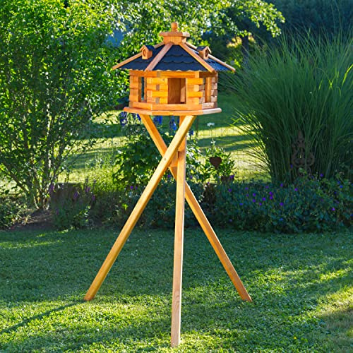 Deko-Shop-Hannusch sechseckiges Vogelhaus mit Ständer, Bitumschindeln