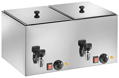 SARO Wurstwärmer – Edelstahl – Mit Rost & Ablasshahn – Temperaturbereich 0–100 °C – 2× 1 kW – B 560×T 350×H 290 mm – Modell HD 200